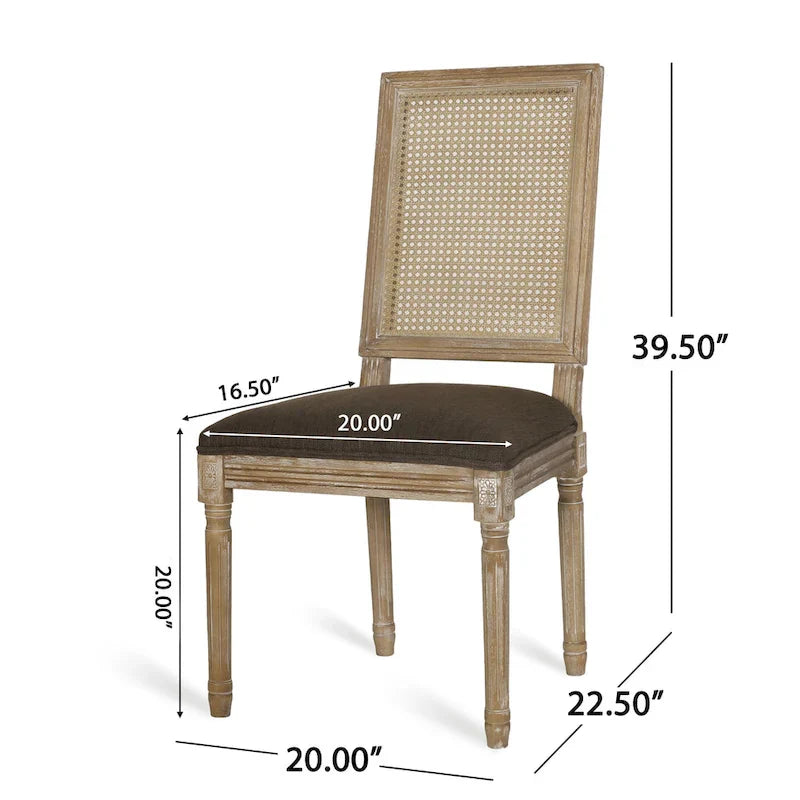 Beige / Gray / Black / Brown Cane Back Upholstered Dining Chair, Set of 4