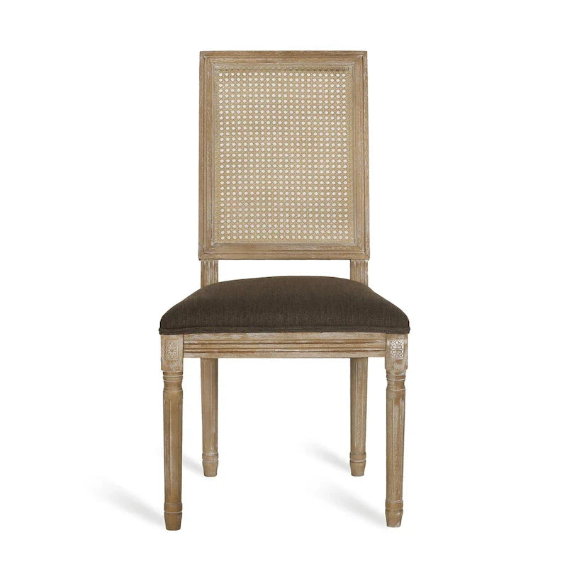 Beige / Gray / Black / Brown Cane Back Upholstered Dining Chair, Set of 4