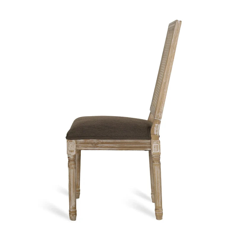 Beige / Gray / Black / Brown Cane Back Upholstered Dining Chair, Set of 4