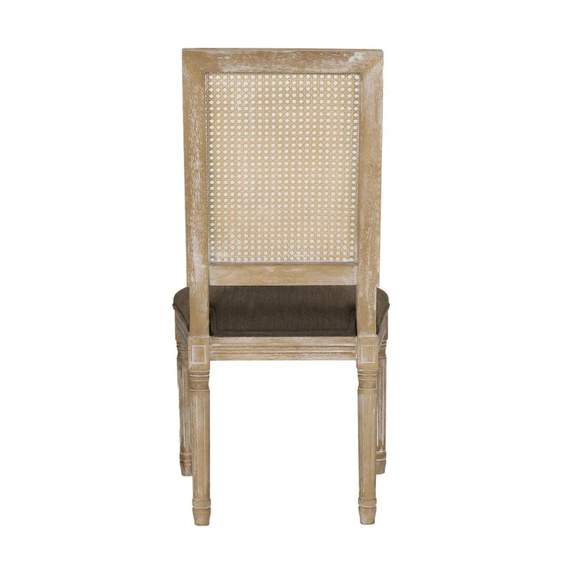 Beige / Gray / Black / Brown Cane Back Upholstered Dining Chair, Set of 4