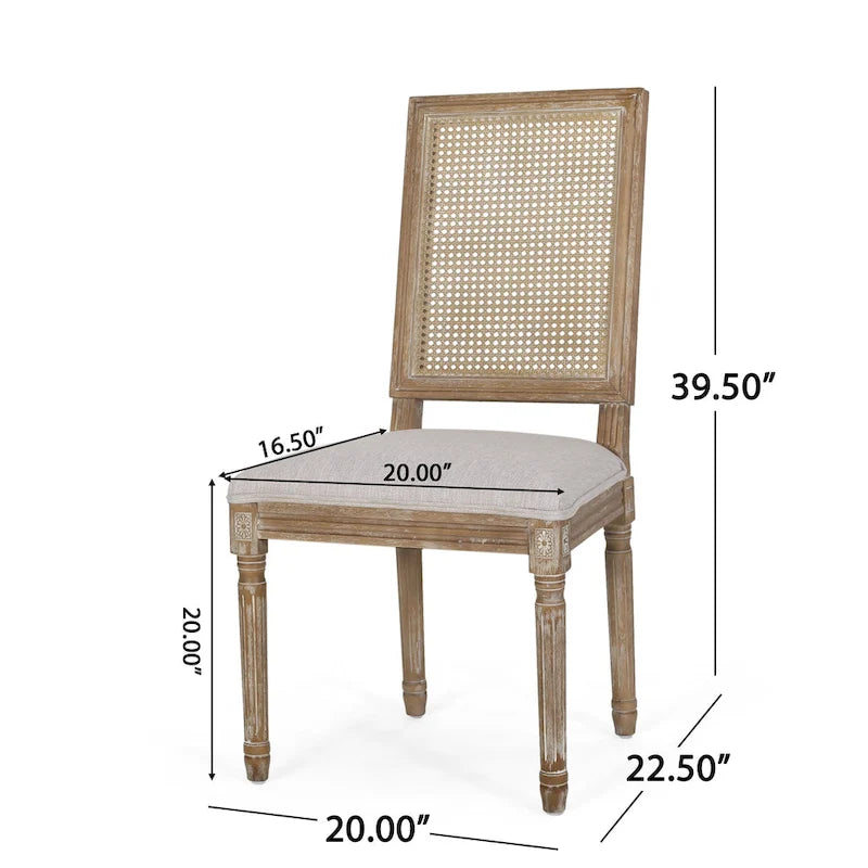 Beige / Gray / Black / Brown Cane Back Upholstered Dining Chair, Set of 4