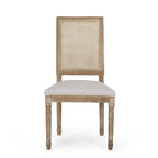 Beige / Gray / Black / Brown Cane Back Upholstered Dining Chair, Set of 4