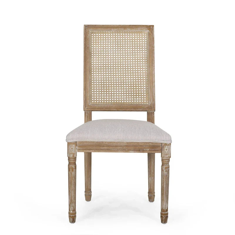 Beige / Gray / Black / Brown Cane Back Upholstered Dining Chair, Set of 4