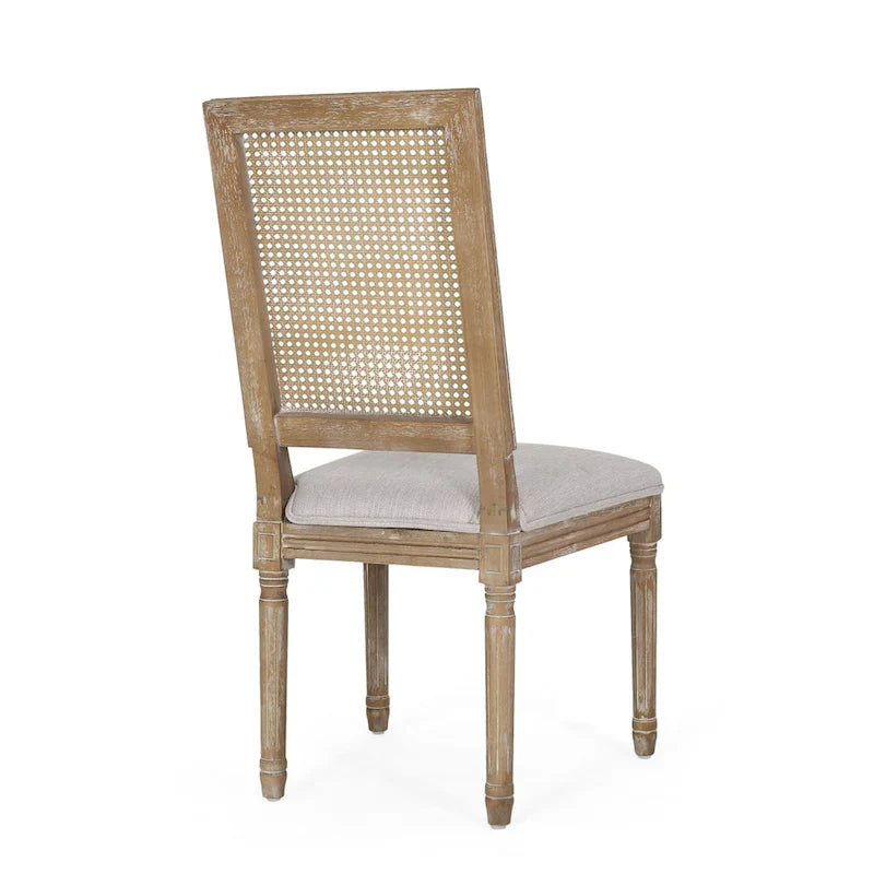Beige / Gray / Black / Brown Cane Back Upholstered Dining Chair, Set of 4