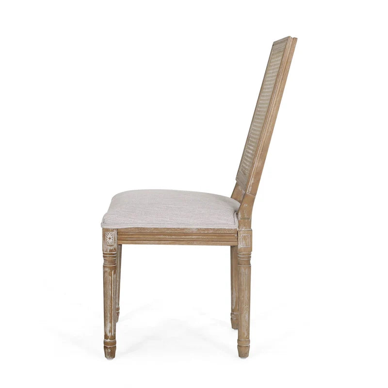 Beige / Gray / Black / Brown Cane Back Upholstered Dining Chair, Set of 4