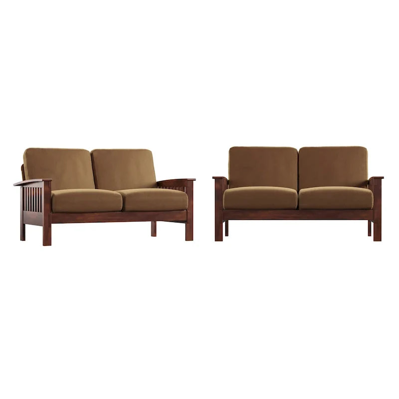 Mission-Style Wood Loveseat - 2 Seater