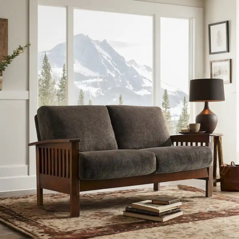 Mission-Style Wood Loveseat - 2 Seater