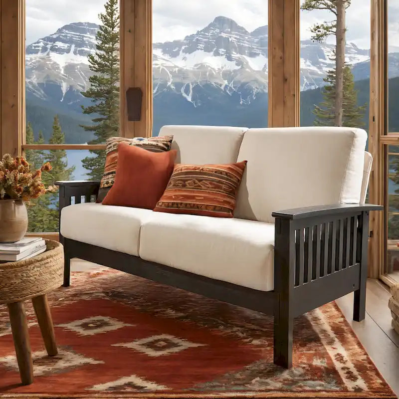 Mission-Style Wood Loveseat - 2 Seater