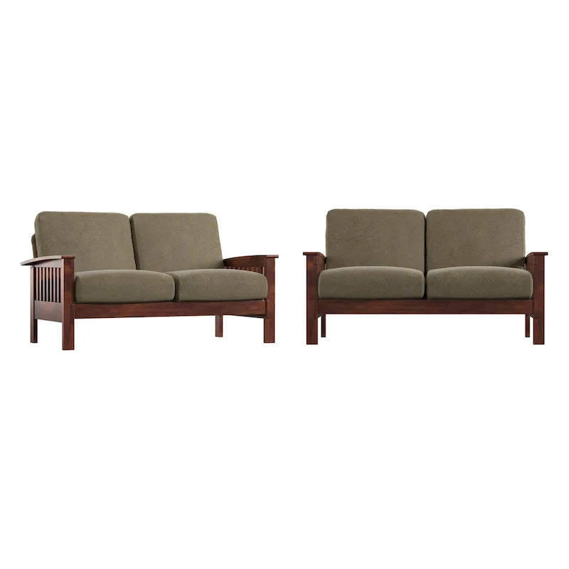 Mission-Style Wood Loveseat - 2 Seater