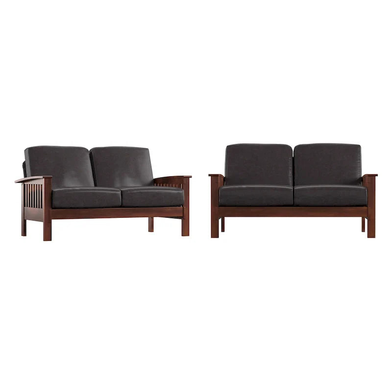 Mission-Style Wood Loveseat - 2 Seater