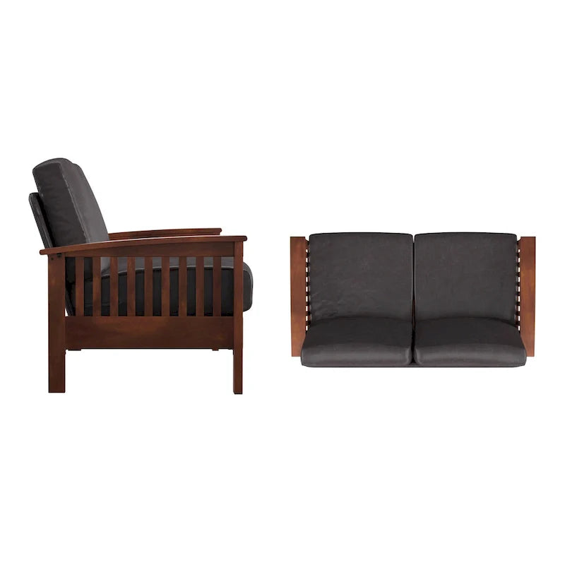 Mission-Style Wood Loveseat - 2 Seater