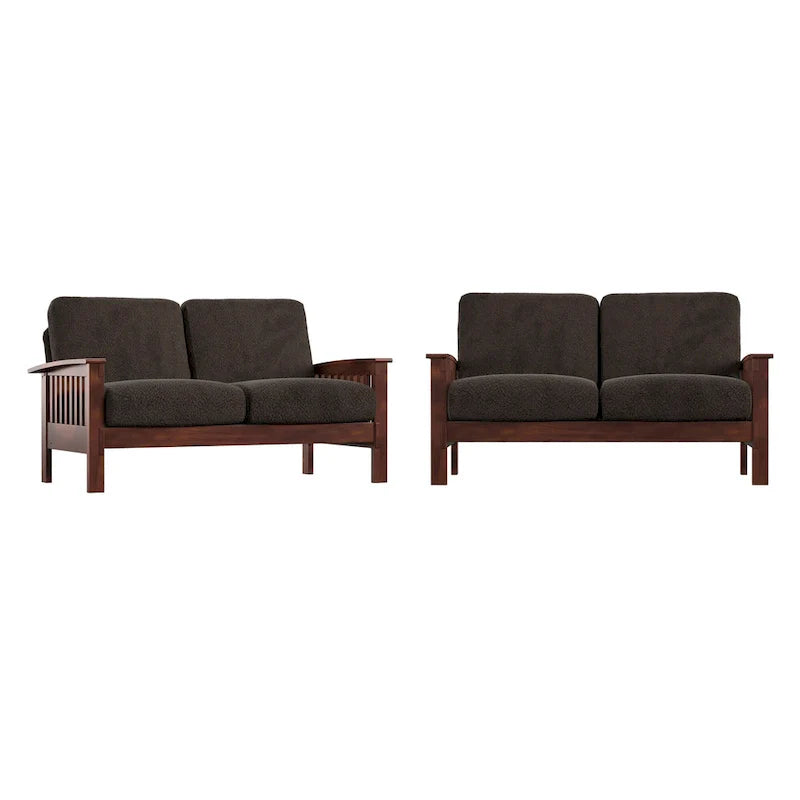 Mission-Style Wood Loveseat - 2 Seater