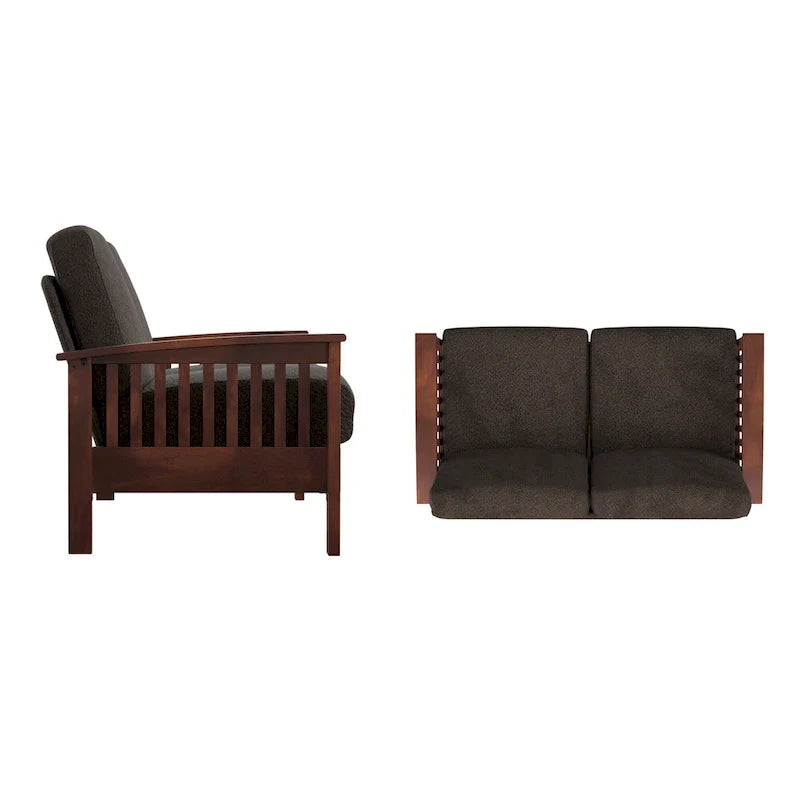 Mission-Style Wood Loveseat - 2 Seater