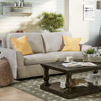 Beige / Grey Slipcovered Sofa, Linen-Like Fabric, 3-Seater