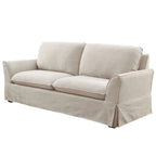 Beige / Grey Slipcovered Sofa, Linen-Like Fabric, 3-Seater