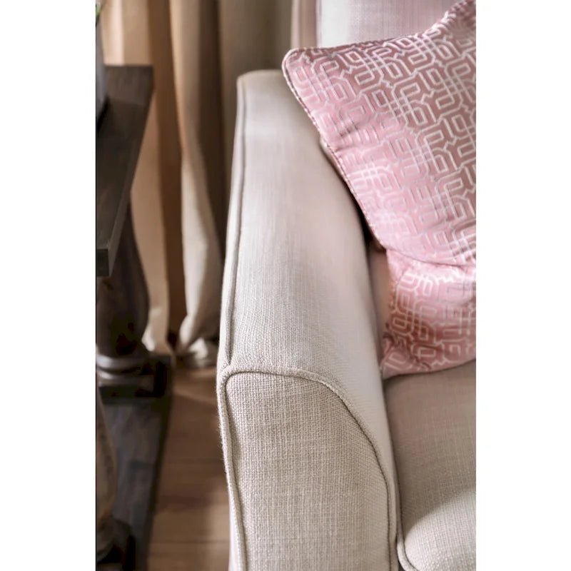 Beige / Grey Slipcovered Sofa, Linen-Like Fabric, 3-Seater