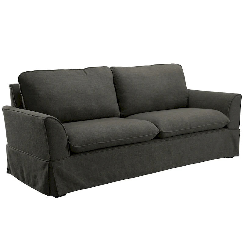 Beige / Grey Slipcovered Sofa, Linen-Like Fabric, 3-Seater