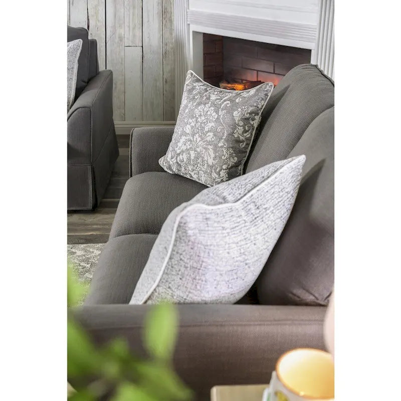Beige / Grey Slipcovered Sofa, Linen-Like Fabric, 3-Seater