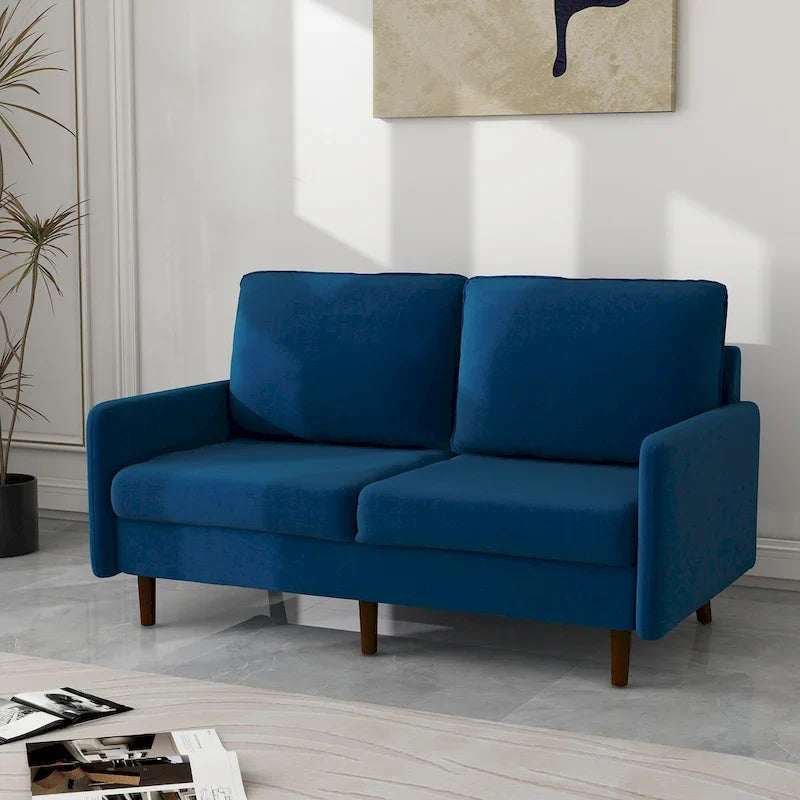 White / Blue / Ginger / Gray / Greyish Cyan / Yellow Velvet Loveseat, Modern Style, 2-Seater