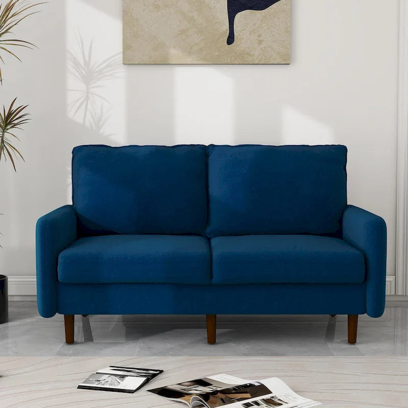 White / Blue / Ginger / Gray / Greyish Cyan / Yellow Velvet Loveseat, Modern Style, 2-Seater