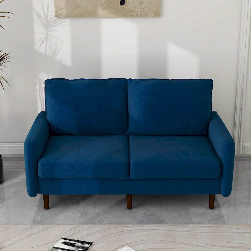 White / Blue / Ginger / Gray / Greyish Cyan / Yellow Velvet Loveseat, Modern Style, 2-Seater