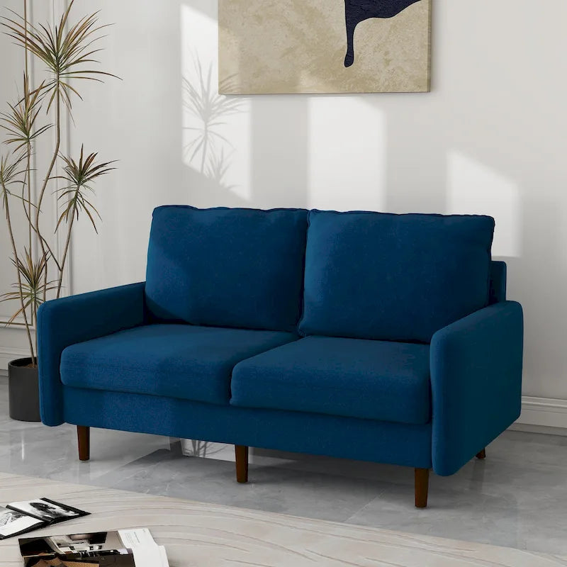 White / Blue / Ginger / Gray / Greyish Cyan / Yellow Velvet Loveseat, Modern Style, 2-Seater