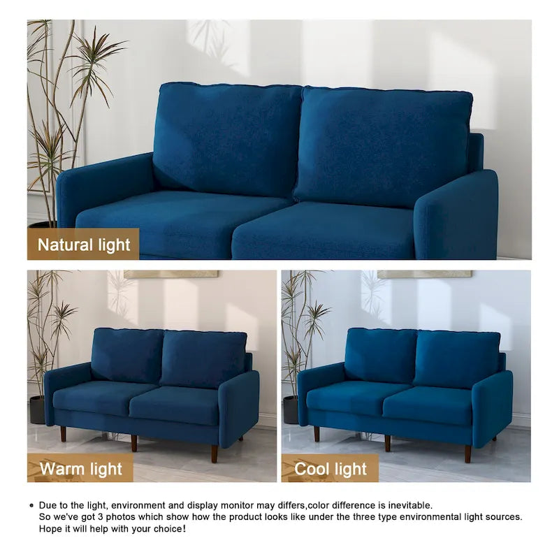 White / Blue / Ginger / Gray / Greyish Cyan / Yellow Velvet Loveseat, Modern Style, 2-Seater