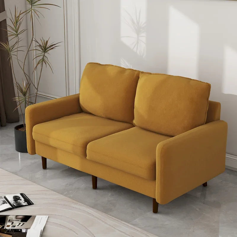 White / Blue / Ginger / Gray / Greyish Cyan / Yellow Velvet Loveseat, Modern Style, 2-Seater