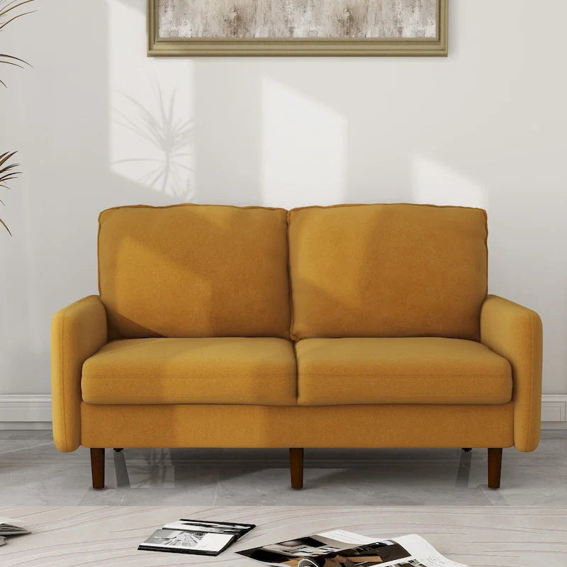 White / Blue / Ginger / Gray / Greyish Cyan / Yellow Velvet Loveseat, Modern Style, 2-Seater