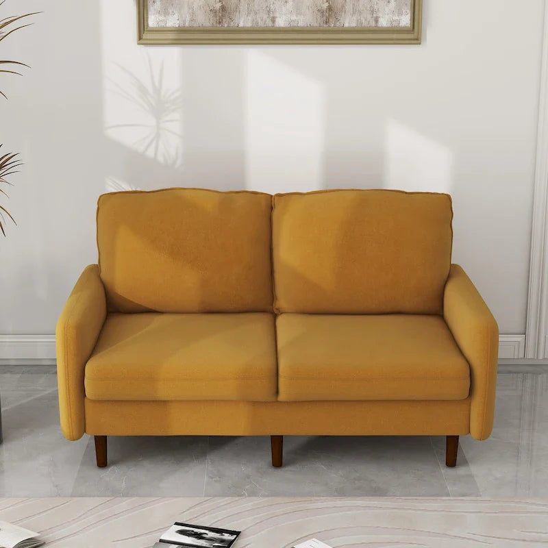 White / Blue / Ginger / Gray / Greyish Cyan / Yellow Velvet Loveseat, Modern Style, 2-Seater