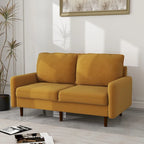 White / Blue / Ginger / Gray / Greyish Cyan / Yellow Velvet Loveseat, Modern Style, 2-Seater