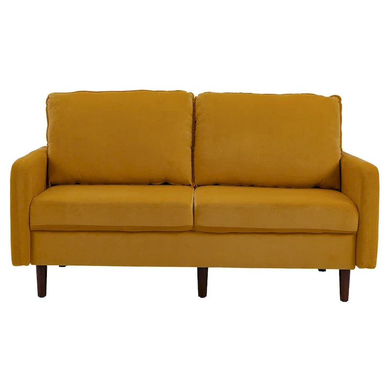 White / Blue / Ginger / Gray / Greyish Cyan / Yellow Velvet Loveseat, Modern Style, 2-Seater