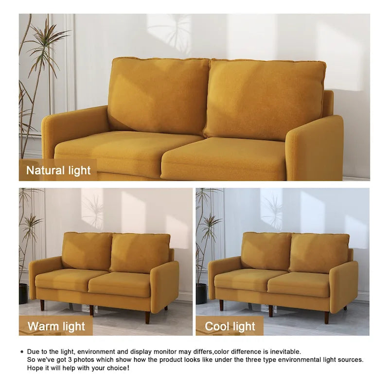 White / Blue / Ginger / Gray / Greyish Cyan / Yellow Velvet Loveseat, Modern Style, 2-Seater