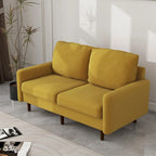 White / Blue / Ginger / Gray / Greyish Cyan / Yellow Velvet Loveseat, Modern Style, 2-Seater