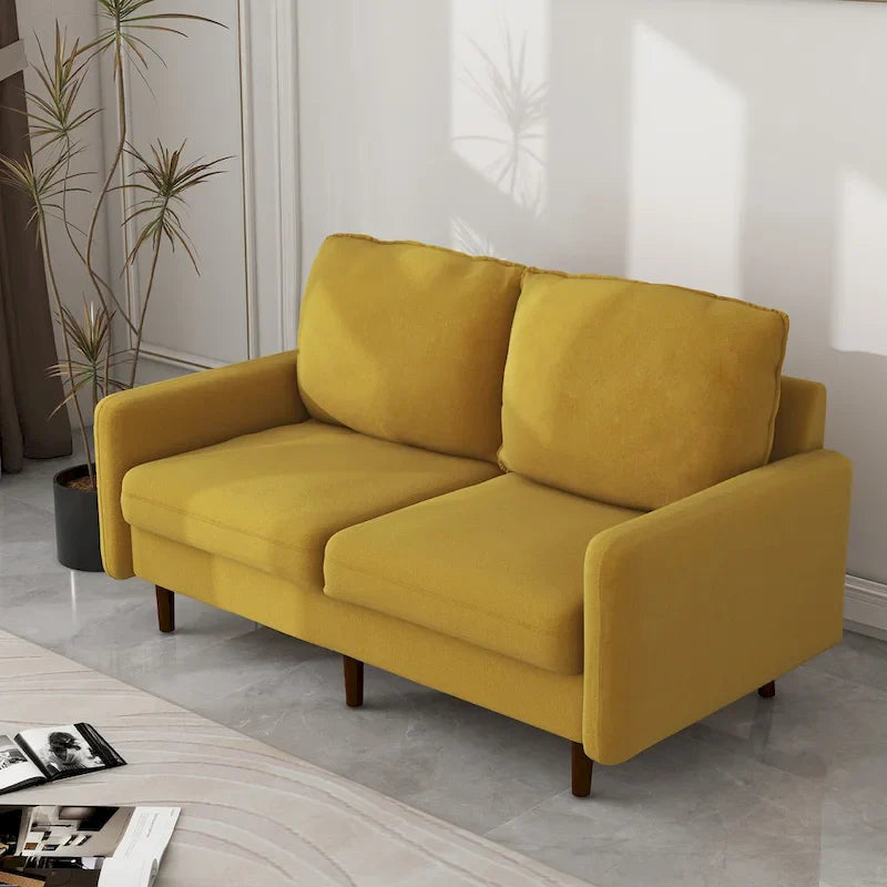 White / Blue / Ginger / Gray / Greyish Cyan / Yellow Velvet Loveseat, Modern Style, 2-Seater