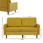 White / Blue / Ginger / Gray / Greyish Cyan / Yellow Velvet Loveseat, Modern Style, 2-Seater