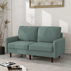 White / Blue / Ginger / Gray / Greyish Cyan / Yellow Velvet Loveseat, Modern Style, 2-Seater