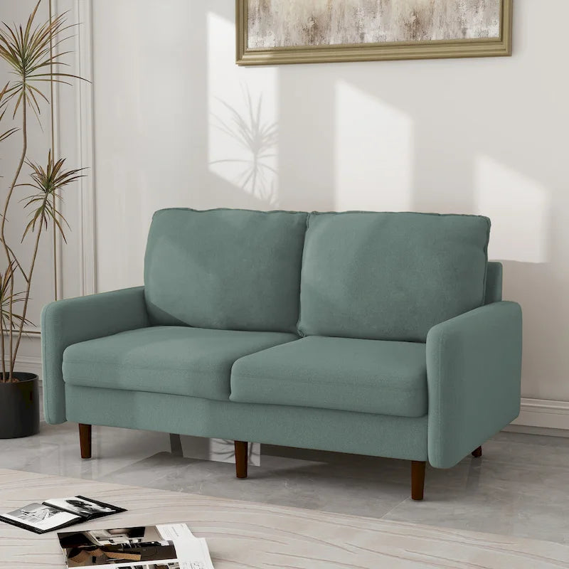 White / Blue / Ginger / Gray / Greyish Cyan / Yellow Velvet Loveseat, Modern Style, 2-Seater