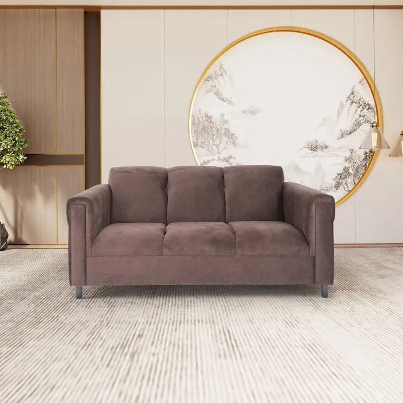 Mid-Century Modern Suede Sofa - 3 Seater