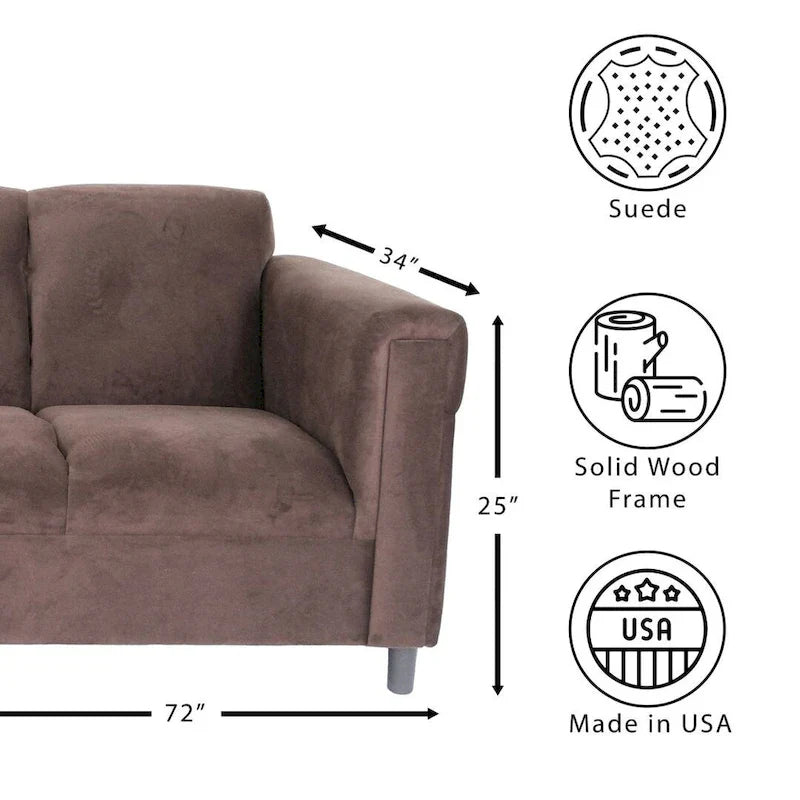 Mid-Century Modern Suede Sofa - 3 Seater