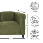 Mid-Century Modern Suede Sofa - 3 Seater