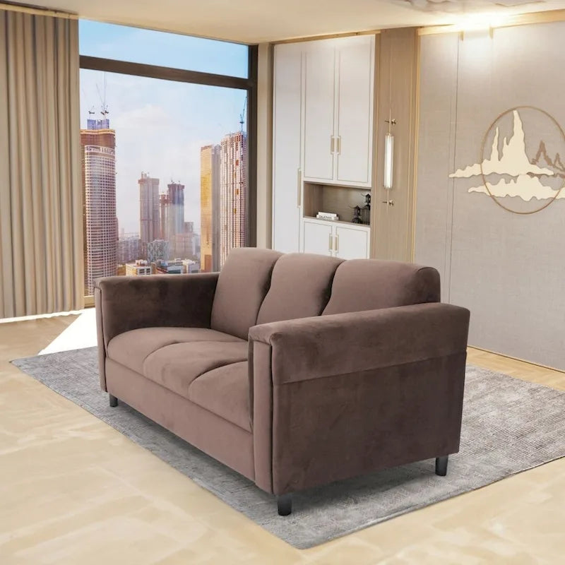 Mid-Century Modern Suede Sofa - 3 Seater