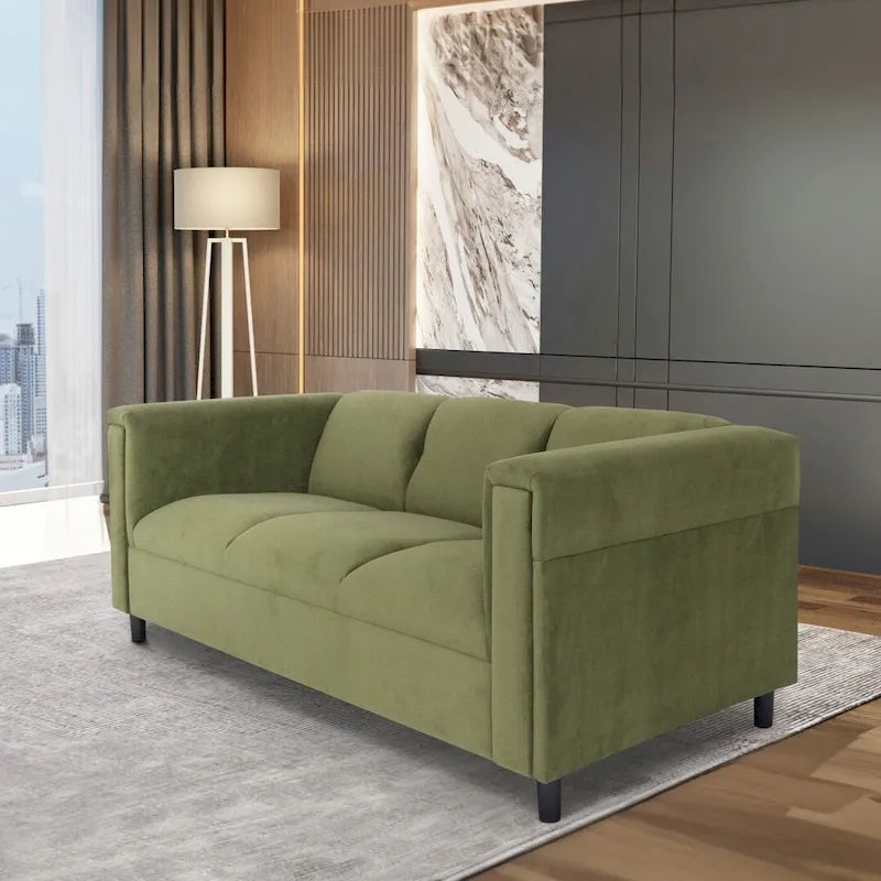 Mid-Century Modern Suede Sofa - 3 Seater