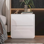 White High Gloss Nightstand with LED Lights - 2 Drawers