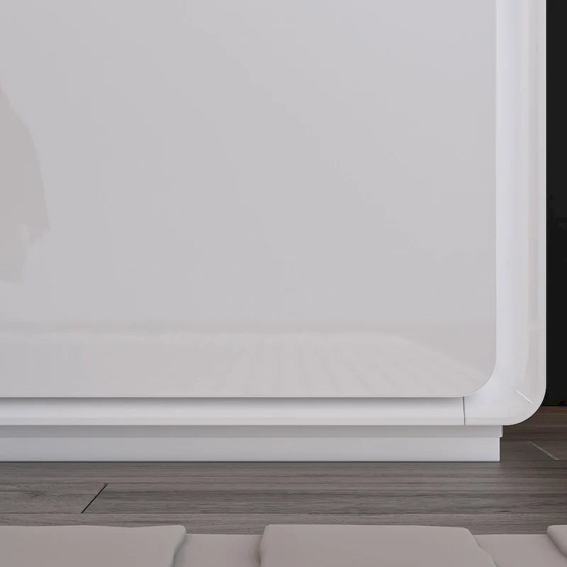 White High Gloss Nightstand with LED Lights - 2 Drawers