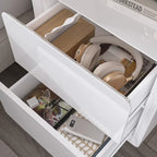 White High Gloss Nightstand with LED Lights - 2 Drawers