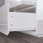 White High Gloss Nightstand with LED Lights - 2 Drawers