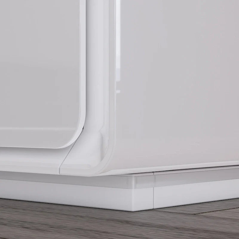 White High Gloss Nightstand with LED Lights - 2 Drawers