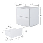 White High Gloss Nightstand with LED Lights - 2 Drawers