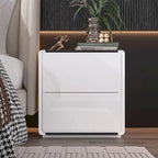 White High Gloss Nightstand with LED Lights - 2 Drawers